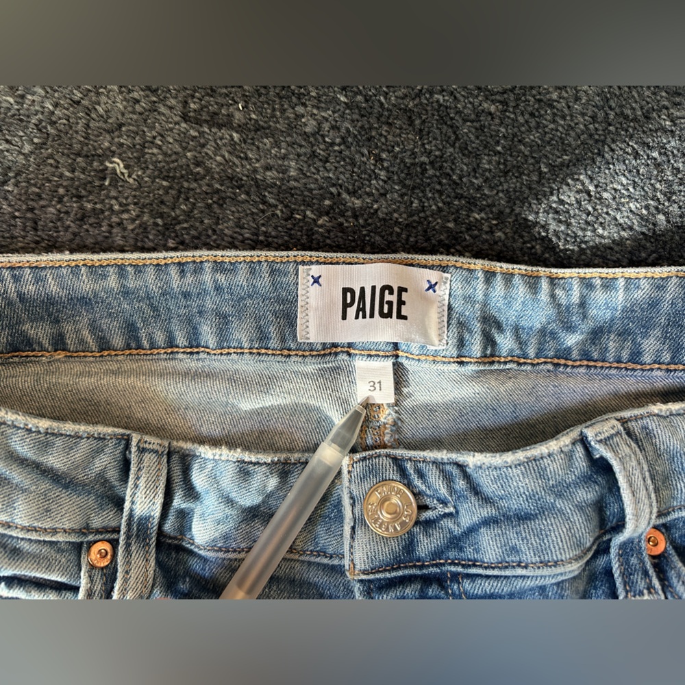 PAIGE Women’s Light Blue Distressed Cropped Jeans - Picture 2 of 8
